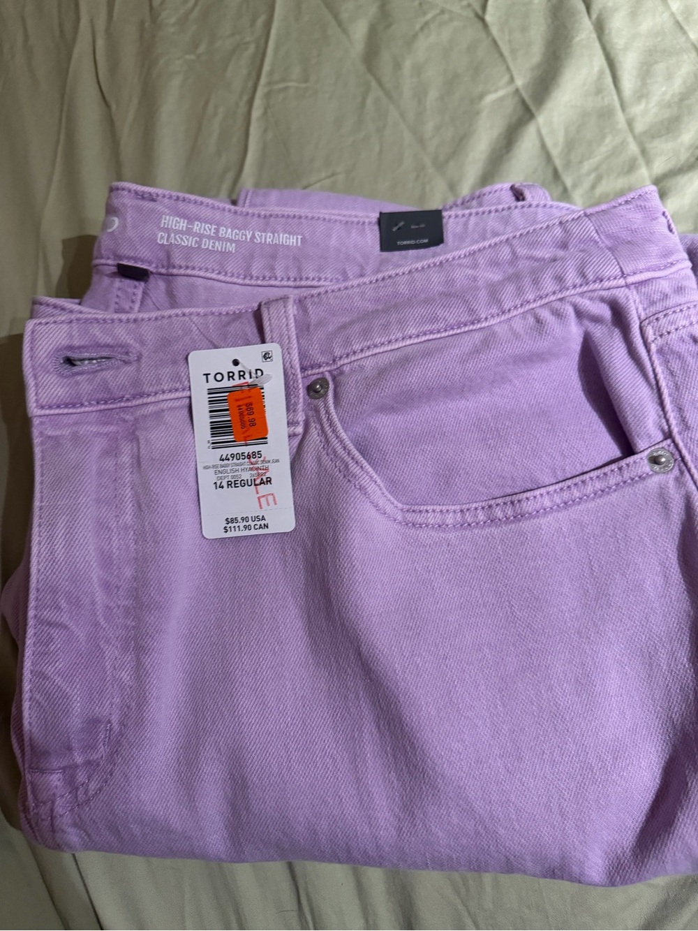 torrid Lavender High-Rise Baggy Straight Jeans